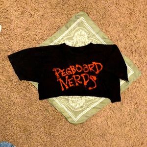 Black Croptop with red detail. Size small to medium.